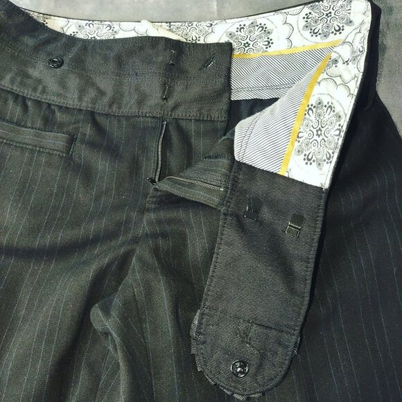 Cartonnier Anthropologie Womens Pants Size 2 Black Blue‎ Striped Corporate Goth - Picture 3 of 8